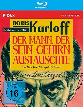 "Der Mann, der sein Gehirn austauschte": Abbildung DVD-Cover mit freundlicher Genehmigung von Pidax Film, welche den Horror-Streifen Mitte August 2025 auf DVD herausbrachte.