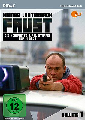 DVD-Cover zu der Krimiserie "Faust"; mit freundlicher Genehmigung von Pidax-Film, welche die ersten beiden Staffeln Anfang Dezember 2019 auf DVD herausbrachte.
