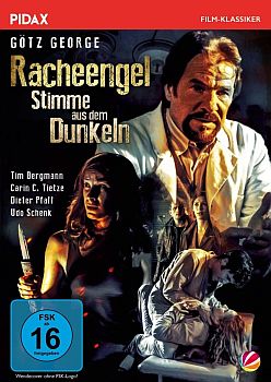 "Racheengel Die Stimme aus dem Dunkeln": Abbildung DVD-Cover mit freundlicher Genehmigung von Pidax-Film, welche den Psychothriller im August 2017 auf DVD herausbrachte.