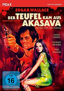 "Der Teufel kam aus Akasava": Abbildung DVD-Cover mit freundlicher Genehmigung von Pidax-Film, welche den Krimi am 16.10.2020 als Remastered Edition auf DVD herausbrachte.