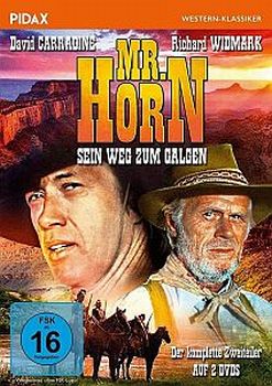 "Mister Horn – Sein Weg zum Galgen" ("Scouts"; TV-Film 1979) mit David Carradine als Tom Horn und Richard Widmark  als Albert "Al" Sieber; Abbildung DVD-Cover mit freundlicher Genehmigung von Pidax-Film, welche die Produktion im Februar 2020 auf DVD herausbrachte