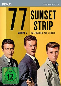 "77 Sunset Strip": Abbildung DVD-Cover mit freundlicher Genehmigung von "Pidax Film", welche die legendäre Krimiserie (Volume 1–3) Mitte Mai 2021 auf DVD herausbrachte.