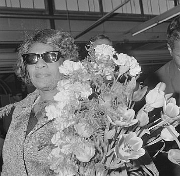 Ella Fitzgerald am 2. April 1965 bei Ankunft auf dem Flughafen Amsterdam Schiphol; Rechteinhaber: Nationaal Archief (Den Haag, Rijksfotoarchief; Bestandsnummer: 917-6033); Urheber/Fotograf: Joost Evers / Anefo; Quelle: Wikimedia Commons; Lizenz: CC0 1.0 (Verzicht auf das Copyright)