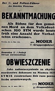 Bekanntmachung von Paul Moder am 11.03.1941, SS-und Polizeifhrer in Warschau; Quelle: Wikimedia Commons; Lizenz: gemeinfrei