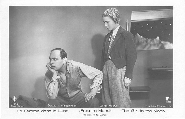 Gustav von Wangenheim und Gerda Maurus in dem Ufa-Stummfilm "Frau im Mond" von Fritz Lang (Fotografie (Weltpostkarte), Ross-Verlag, 1929); Quelle: Deutsche Fotothek, (file: df_pos-2009-a_0000080); Copyright SLUB Dresden/Deutsche Fotothek/Unbekannter Fotograf; Quelle: www.deutschefotothek.de