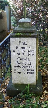 Grabstelle von Fritz Rémond auf dem Kölner Friedhof  "Melaten"; Copyright Wilfried Paqué