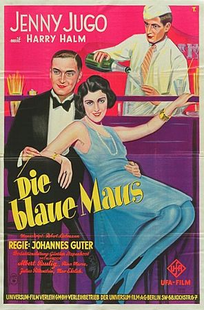 Filmplakat zu "Die blaue Maus" (1928); Regie: Johannes Guter; Entwerfer: TMonogrammist, Druckerei: August Scherl, 1928; Abbildung mit freundlicher Genehmigung der sterreichischen Nationalbibliothek (NB); Rechteinhaber/Copyright NB/Wien; Bildarchiv Austria (Signatur: PLA16301908)