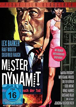 "Mister Dynamit – morgen küsst Euch der Tod": Abbildung DVD-Cover mit freundlicher Genehmigung   von Pidax-Film, welche den Thriller Mitte Dezember 2014 auf DVD herausbrachte.