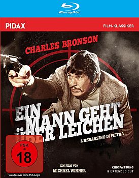 "Ein Mann geht über Leichen" (1973, "The Stone Killer"); Abbildung DVD-Cover mit freundlicher Genehmigung von Pidax-Film, welche den Thriller Ende Januar 2023 auf DVD herausbrachte.
