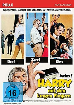 "Harry mit den langen Fingern" (1973, "Harry in Your Pocket): Abbildung DVD-Cover mit freundlicher Genehmigung von "Pidax Film", welche den Film Mitte Juli 2016 auf DVD herausbrachte.