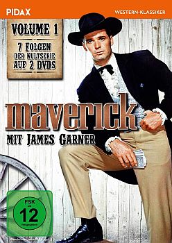 Maverick: Abbildung DVD-Cover mit freundlicher Genehmigung von Pidax-Film, welche die Westernserie am 06.12.2019 (Vol. 1) auf  DVD herausbrachte