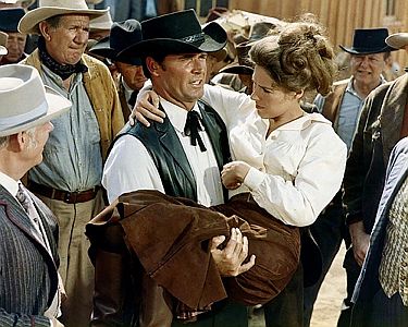 "Auch ein Sheriff braucht mal Hilfe": Szenenfoto mit James Garner als Sheriff Jason McCullough und Joan Hackett als Prudy Perkins; mit freundlicher Genehmigung von Pidax-Film, welche die Westernkomdie am 15. Oktober 2021 auf DVD herausbrachte.