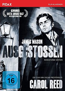 "Ausgestoßen": Abbildung DVD-Cover mit freundlicher Genehmigung von "Pidax film", welche den preisgekrönten Film Noir Anfang Februar 2023 auf DVD herausbrachte.