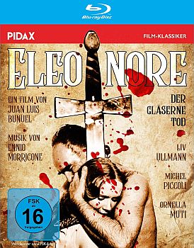 "Eleonore–Der gläserne Tod": Abbildung DVD-Cover mit freundlicher Genehmigung von Pidax-Film, welche den Star-besetzten Gothic-Horrorfilm von Juan Luis Buñuel (Regie) am 13. September 2023 auf DVD herausbrachte 