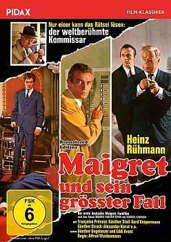 "Maigret und sein größter Fall": Abbildung DVD-Cover mit freundlicher Genehmigung von Pidax-Film, welche die Produktion am 14. April 2017 als "Remastered Edition" "auf DVD herausbrachte.