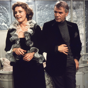 O. W. Fischer mit Maria Schell in "Teerosen" 1977 am Boulevard Baden-Baden; Autor: Lotte Ingrisch, Regie: Rolf von Sydow; Foto mit freundlicher Genehmigung von SWR Media Services; Copyright SWR