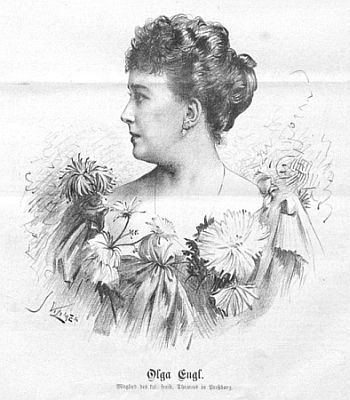 Olga Engl in der Wiener Zeitschrift "Der Humorist" (10.11.1893, 13. Jahrg., Nr. 32); Quelle: Wikimedia Commons; Urheber: Jan Vilmek1) (18601938); digitalisiert von der Österreichischen Nationalbibliothek; Lizenz: gemeinfrei