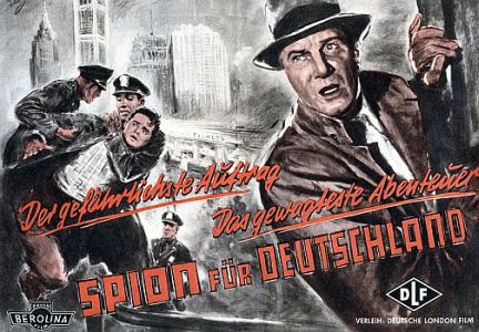 Plakat zum Film: "Spion für Deutschland" (1956); Urheber: Helmuth Ellgaard (19131980); Quelle: Familienarchiv Ellgaard; Nutzungsberechtigter: Sohn Holger Ellgaard; Lizenz: CC BY-SA 3.0; Quelle: Wikimedia Commons