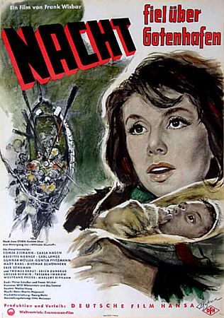 Filmplakat zu "Nacht fiel ber Gotenhafen"; Urheber: Helmuth Ellgaard,) (19131980); Lizensiert durch Sohn Holger.Ellgaard; Lizenz: CC BY-SA 3.0; Quelle: Familienarchiv Ellgaard; bzw. Wikimedia Commons